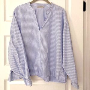 Everlane silky cotton split neck blouse